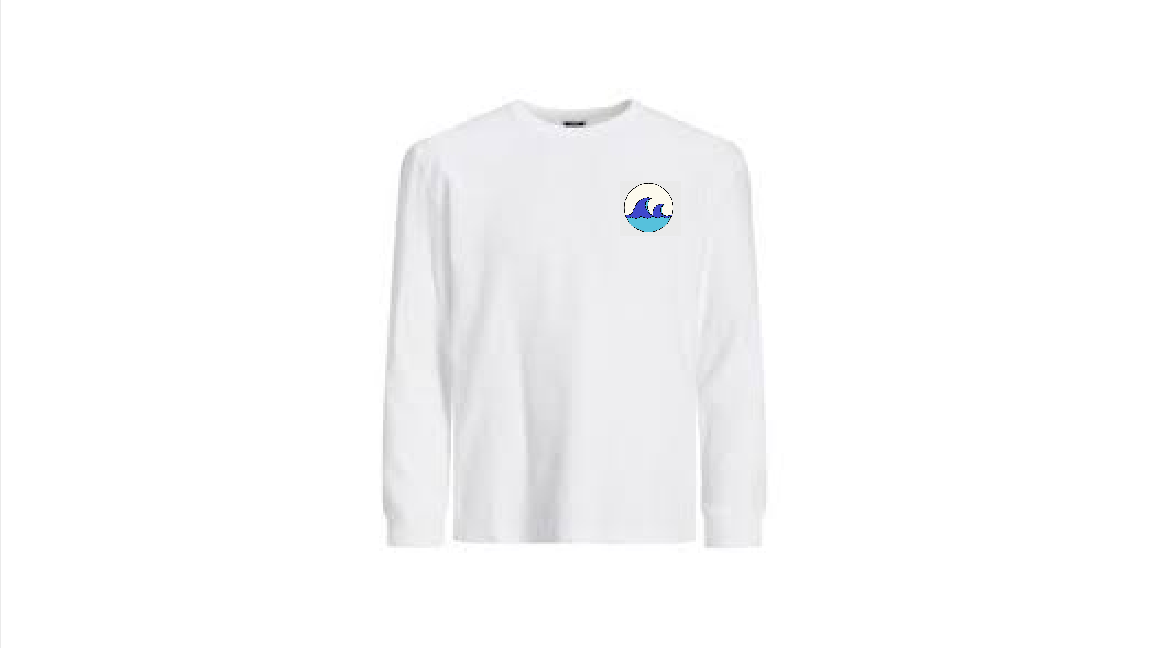 White Long Sleeve t-shirt with company logo