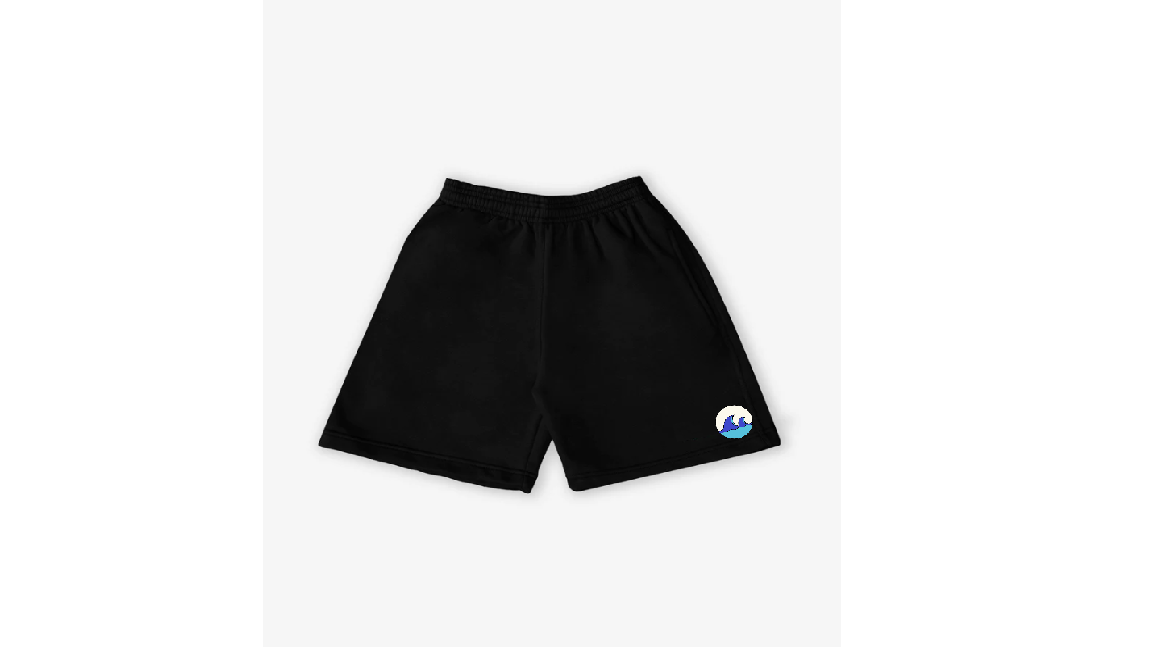 Black shorts with company logo