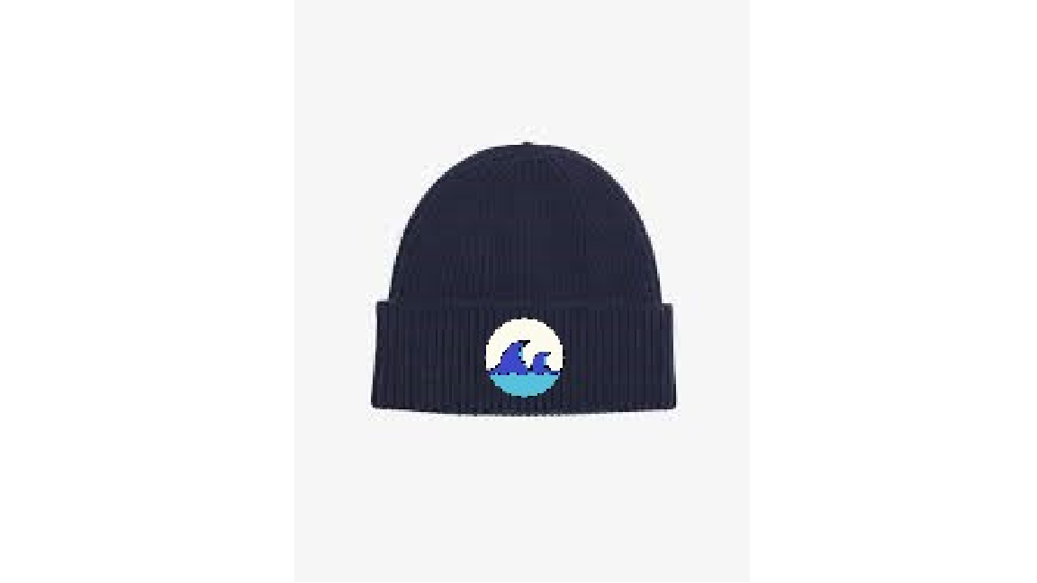 Blue toque with company logo