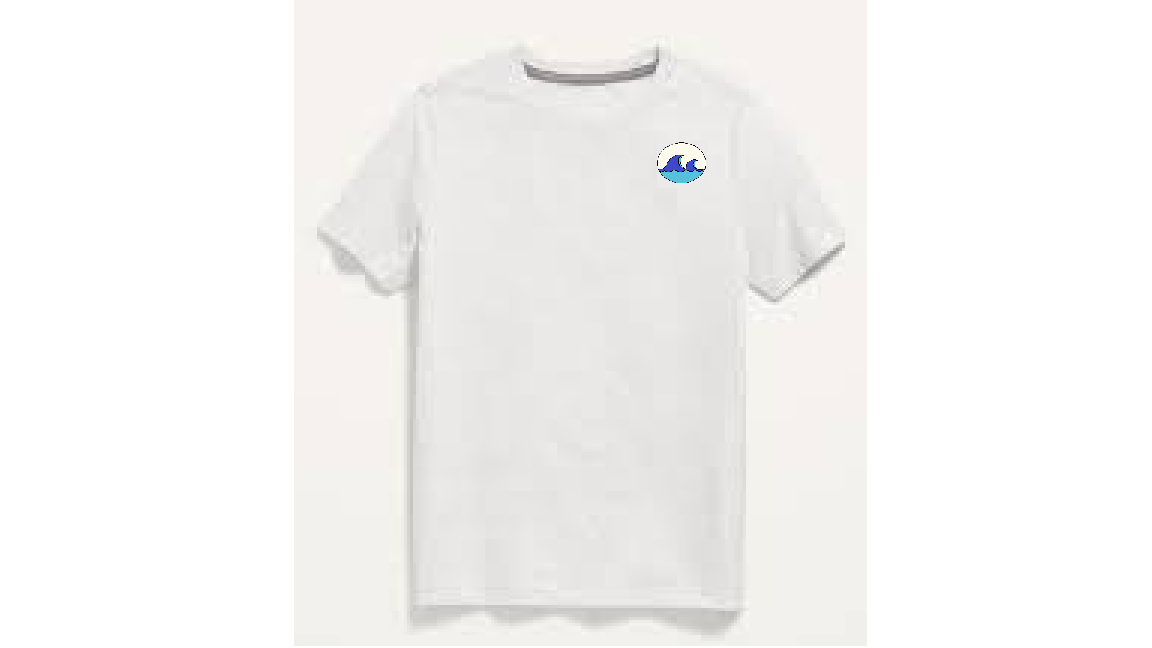 White t-shirt with company logo