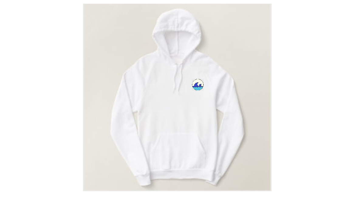 White hoodie with company logo